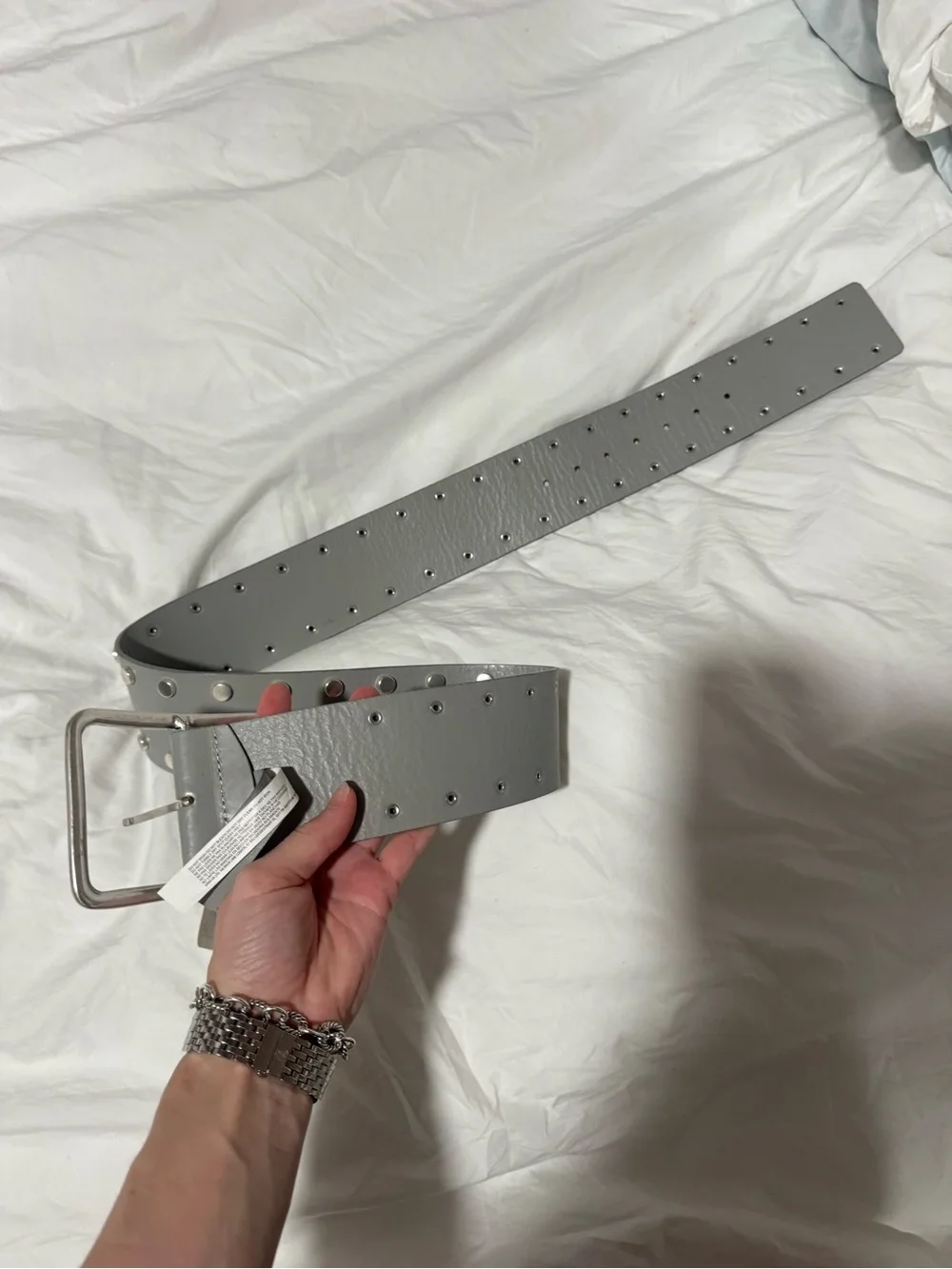 Free People Laurel Hex grey studded belt